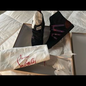 MEN'S VIDA RED SOLE METALLIC HIGH-TOP SNEAKERS